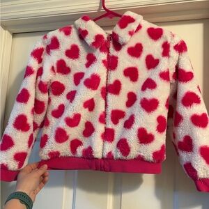 Max Studio Kids Pink and White Fluffy Heart Jacket